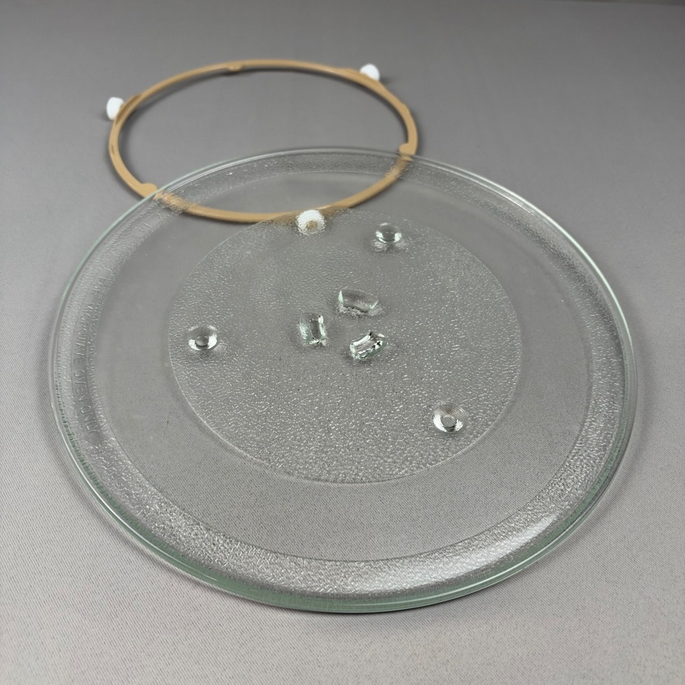GE Microwave Glass Turntable Plate 12.5 Inch with 9 Inch Roller Ring Set